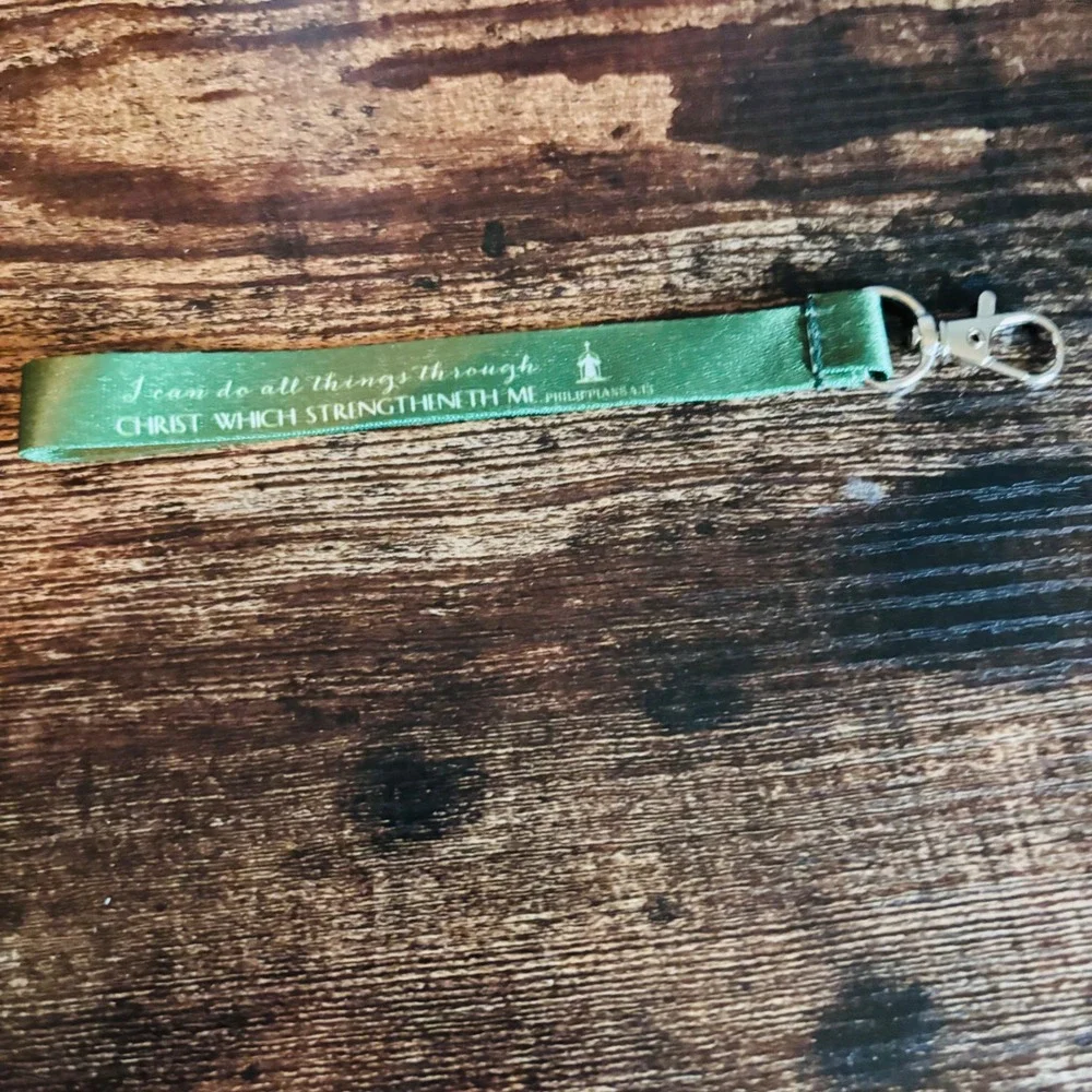 Green Philippians 4:13 Scripture Wristlet Lanyard Keychain Religious Faith Gift